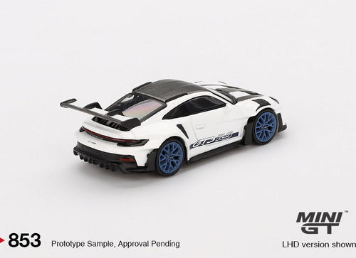 Load image into Gallery viewer, (Pre-order) Mini GT #853 Porsche 911 (992) GT3 RS Weissach Package White Blu RHD
