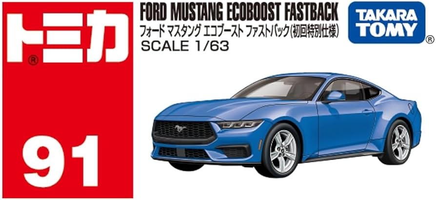 Takara Tomy Tomica Die-cast Car 1/63 No.91 Ford Mustang Ecoboost Fastback (1st)