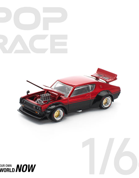 POPRACE 1/64 KPGC110 KENMERI - RED/BLACK Diecast Model Car