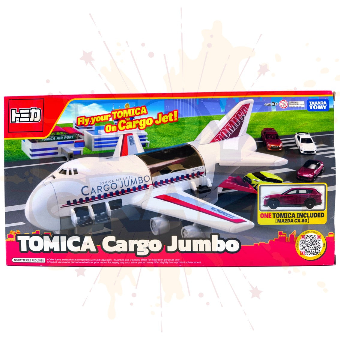 Takara Tomy Tomica World Cargo Jumbo Jet Airplane Vehicles with 1 car