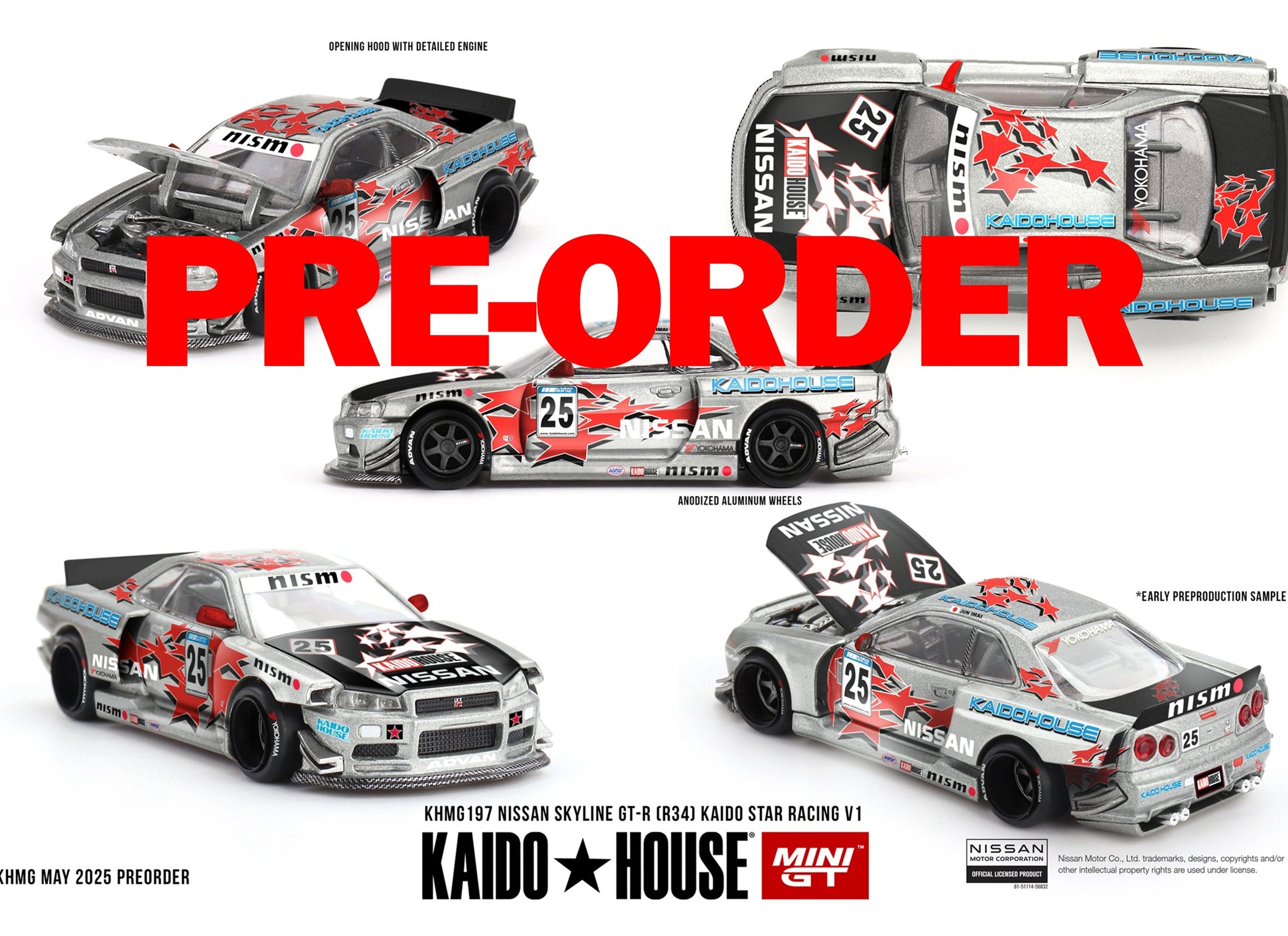 (Pre-order) KaidoHouse X Mini GT Nissan Skyline GT-R (R34) Kaido Star Racing V1