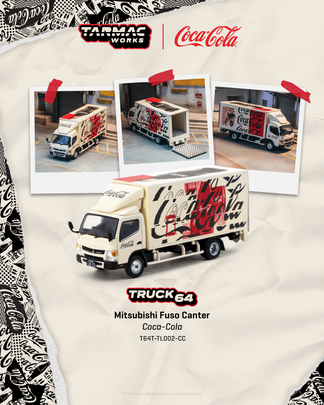 (Pre-order) Tarmac Works 1/64 Mitsubishi Fuso Canter COCA- COLA Model Car