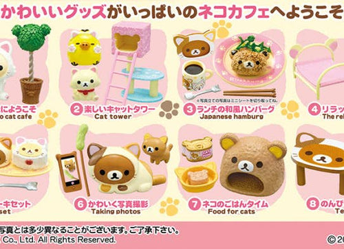 Load image into Gallery viewer, Re-ment Rilakkuma Nonbiri Cat Cafe Miniature Collectible Full set of 8
