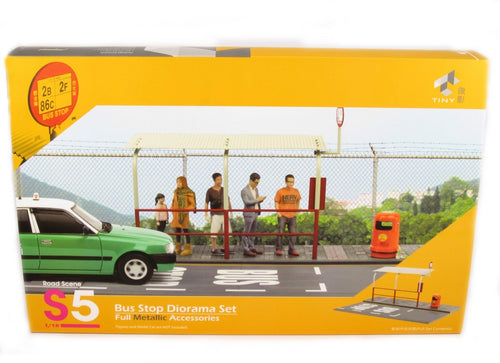 Load image into Gallery viewer, TINY Hong Kong City 1/18 S5 Bus Stop Diorama Set Full Metallic Accessories
