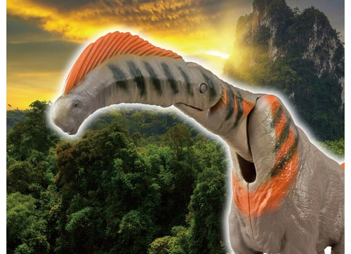 Load image into Gallery viewer, Takara Tomy Ania Jurassic World Titanosaurus Dinosaur Figure with Battle Card
