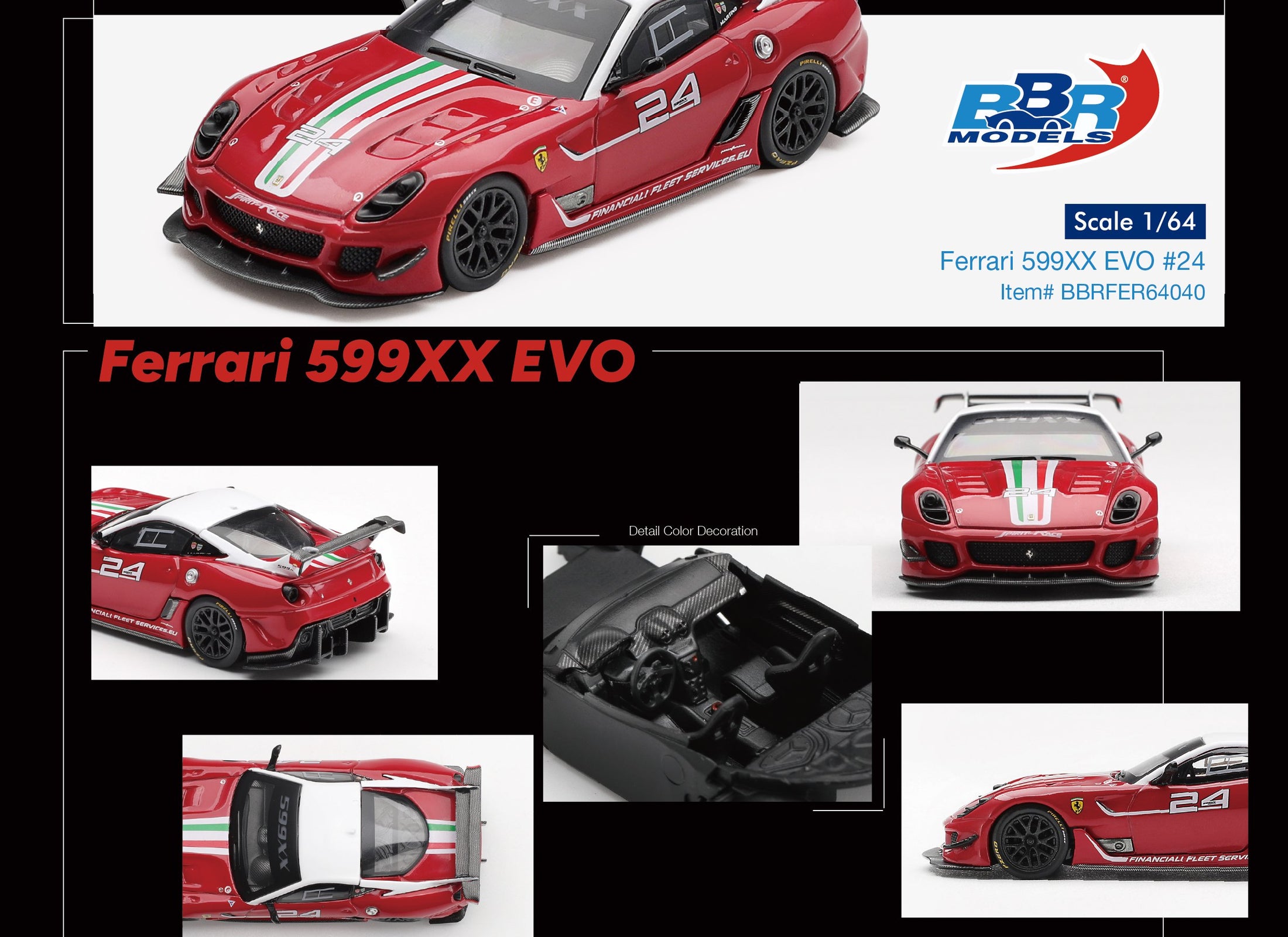 (Pre-order) BBR 1/64 Ferrari 599XX EVO #24 Diecast Model Car