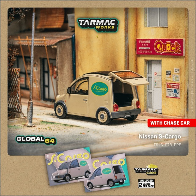 Tarmac Works Nissan S-Cargo Presentation Model Car+Trading Cards SET
