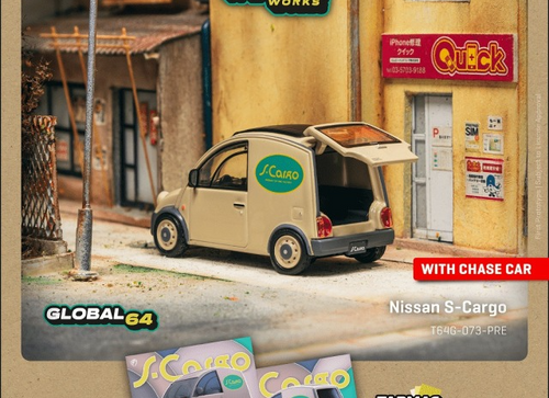 Load image into Gallery viewer, Tarmac Works Nissan S-Cargo Presentation Model Car+Trading Cards SET
