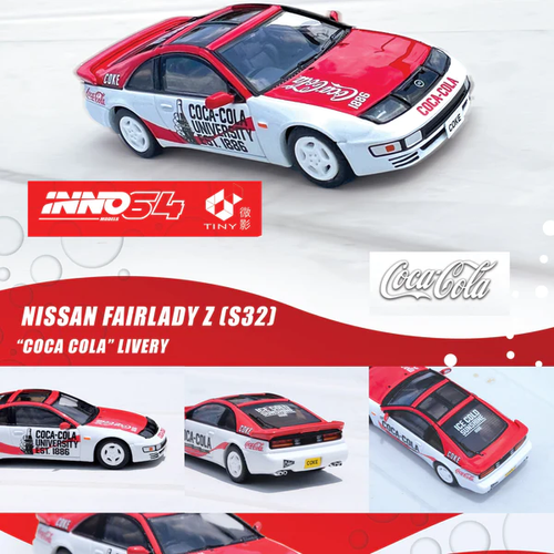 Load image into Gallery viewer, INNO64 x TINY 1/64 DIE-CAST NISSAN FAIRLADY Z (S32) &quot;COCA COLA&quot;
