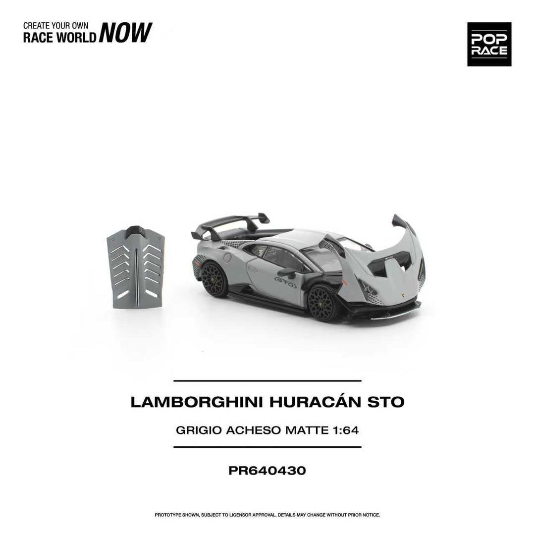 (Pre-order) POP RACE 1/64 LAMBORGHINI HURACAN STO GRIGIO ACHESO MATTE #PR640430