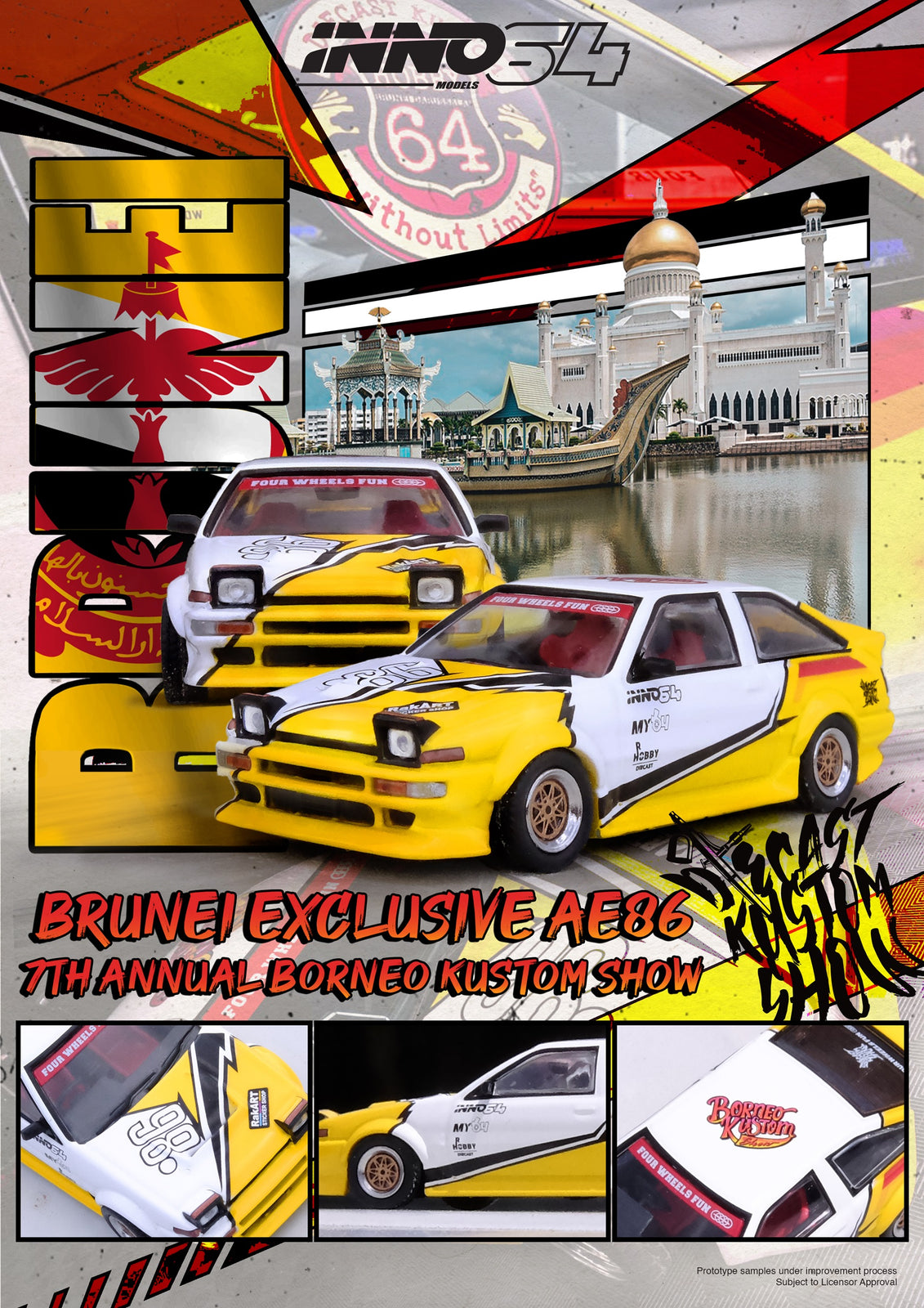 INNO64 MODEL 1/64 TOYOTA SPRINTER TRUENO AE86  Brunei Diecast Kustom 2024