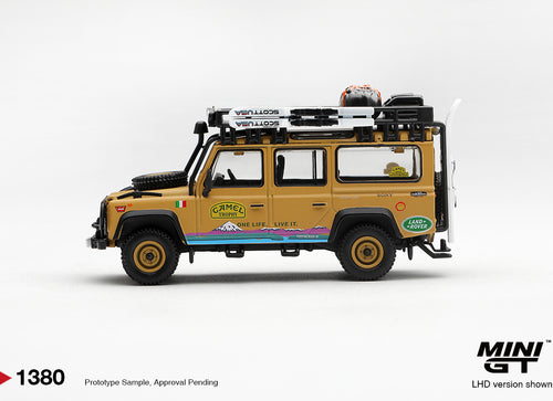 Load image into Gallery viewer, (Pre-order) Mini GT #1380 Land Rover Defender 110 1998 Camel Trophy Italy LHD
