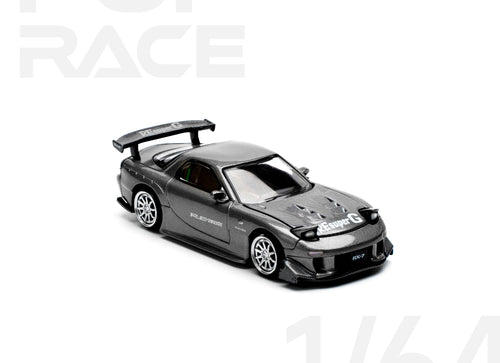 Load image into Gallery viewer, POPRACE 1/64 MAZDA RX7 RE-AMEMIYA - GUN METAL Model Car
