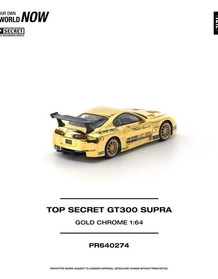POPRACE 1/64 - TOP SECRET GT300 SUPRA GOLD CHROME Diecast Model Car