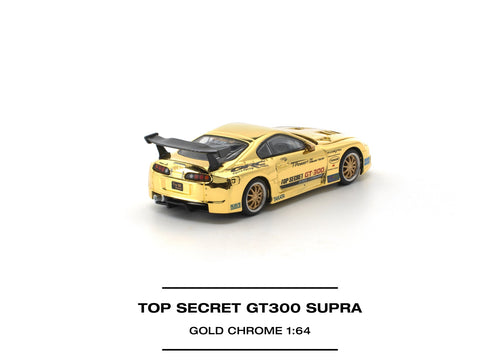 Load image into Gallery viewer, (Pre-order) POPRACE 1/64 - TOP SECRET GT300 SUPRA GOLD CHROME Diecast Model Car
